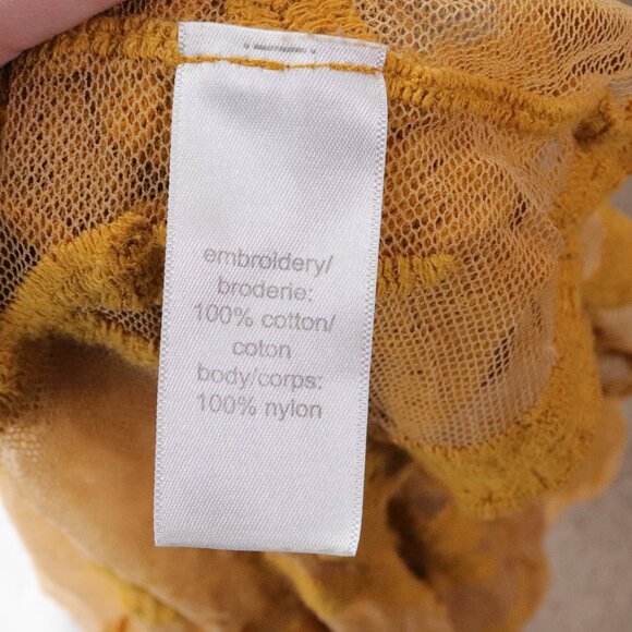 Maurices | Short Sleeve Cardigan Small Embroidered Sheer Mustard - Picture 6 of 6